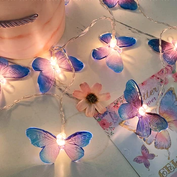 1,5 М led светлини-пеперуди, страхотна венец, Коледна гирлянда за сватбена украса, декорация за венец на открито, пердета, осветителни тела Изображение
