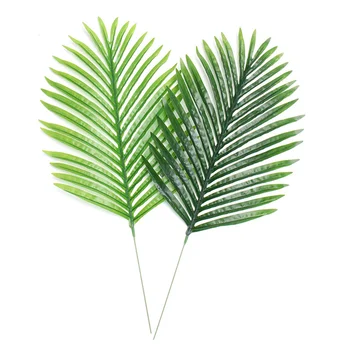 1 бр. изкуствени палмови листа, изкуствените палмови клони със зелени стъбла, листа от тропически палми за цветя партита в хавайски джунгла Изображение
