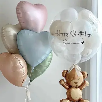 1 комплект балони от фолио във формата на сърце, с карамел, цвят, балон с номер 32 инча, украса за парти в чест на 1-ия ден на раждането на деца, сватбени сувенири за душата на детето Изображение