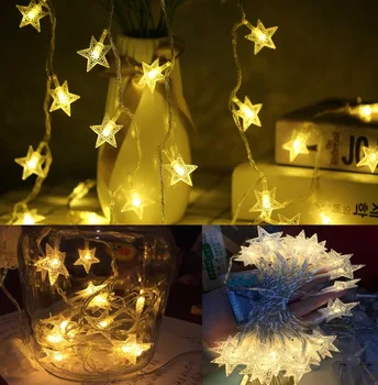 1 М, 3 М, 5 М, Звезди, топли led светлини за снимки, Коледна украса за дома, Коледни украси, подарък за Наталия Ноел честита Нова година 2020 Изображение