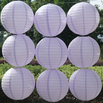 10-40 см (4 ~ 16 инча) Порцеланови лилаво кръгли хартиени фенери декоративен фон сватбени аксесоари Лампи за сватбени партита честване на DIY Изображение
