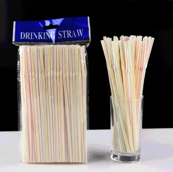 100 бр/пакет Еднократна употреба пластмасови соломинка за пиене, извити разноцветни сламки за напитки, Плодов сок, мляко, чай, тръба, бар, аксесоар за партита SN2111 Изображение