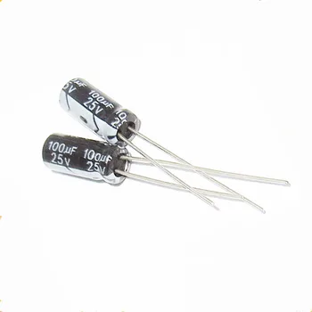 100 МКФ25 В Алуминиеви електролитни кондензатори с Размери 6*7 ММ25V100UF за Включване на Нов Висококачествен Оригинален (50 бр.) Изображение