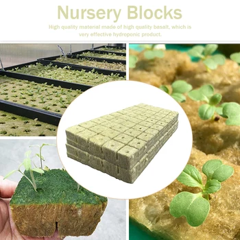 100шт Кубчета за засаждане на минерална вата, блок за отглеждане на семена, хидропоника, силно водопоглъщаемост за размножаване на растения Изображение