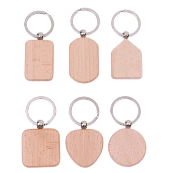 2 бр. Празни дървен ключодържател с надпис, идентификационни етикети за ключове, пръстени, дървени ключодържатели 