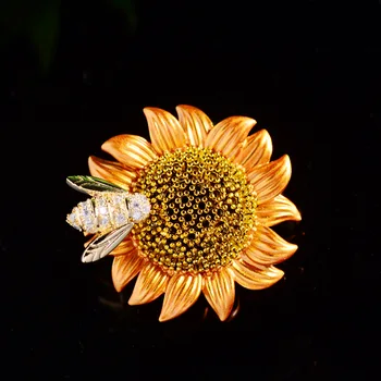 2023 Корейската Мода Брошка във формата на Семе, а Творчески Пролетна Активност, Корсаж с Циркониевой на отделната Пчела за Жени, за Украса на Дамско Облекло, Игли за Брошки Изображение