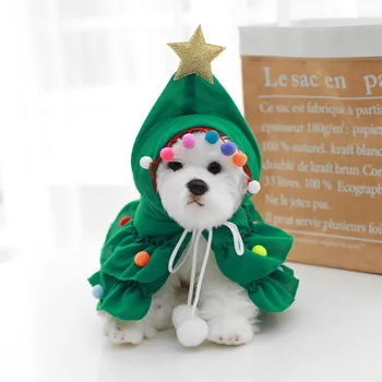 2023 Нова Коледна дрехи за кучета, дъждобран за домашни любимци, шал, костюм на куче, трансформация, празничен подарък на едро Изображение