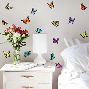 3 бр./компл. Цветни стикери с пеперуди за кабинет-купе, гладка Стикери за украса на стени, Албуми за албуми, декоративни стикери Изображение