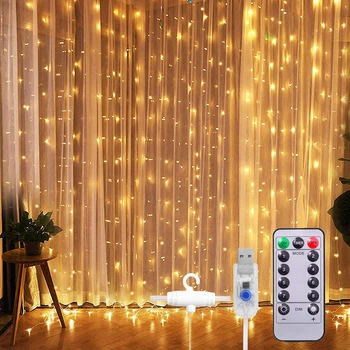 3 М led USB завеса, и приказни светлини, Коледна гирлянда, led гирлянди, парти, градина, дом, сватбен Коледен декор, Директна доставка Изображение