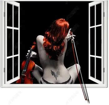 3d фотообои по поръчка, стенопис Момиче свири на цигулка до прозореца, декорация на дома, хол, тапети за стените, 3 d Изображение