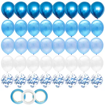 40 бр 12 инча синьо конфети латекс балони на рожден ден украса на деца момче бебе душ за възрастни с 1 2 3 4 5 6 7 8 9 10 години Изображение