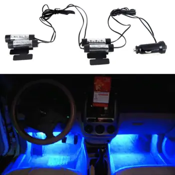 4ШТ 3 led лампа за осветление на интериора на колата, за украса на пода, стъпалата, около синя лампа, декоративни фенери за краката в купето Изображение