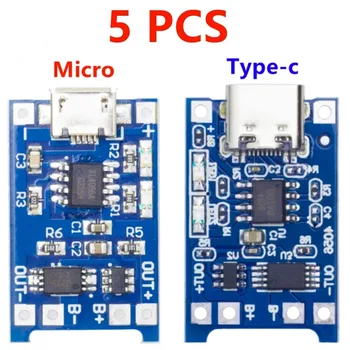 5PCS 5V 1A Micro/Type-c/Mini 18650 TP4056 Модул Зарядно Устройство за Литиево-йонна Батерия зарядно устройство ще захранване на Такса, Защитено С Двойни Функции Li-ion Изображение