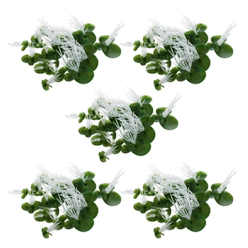 5X Аквариумная изкуствена водна леща Плаващи Пластмасови Зелено-Бяло растение Изображение