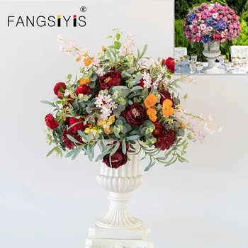 60 см Копринен балон с цветя, сватбен банкет, маса за хранене, централни елементи, цветя изкуствен букет подпори за партита, Тунинг Изображение