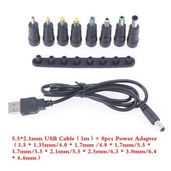8 бр. захранващ Адаптер dc адаптер за лаптоп Преобразовательная корона (3,5-6,4 мм) + USB кабел 5,5*2,1 мм (1 м) за преносими компютри Изображение