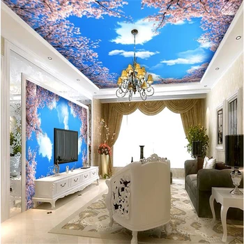 beibehang beibehang Персонализирате универсален модерен таван, череша фон, тапети, облаци, череша фотообои Изображение