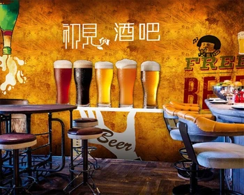 beibehang, бирена къща в европейски стил, бар, тапети, ресторант, носталгично тухлена покритие на стените, барбекю магазин, характерна стенопис Изображение