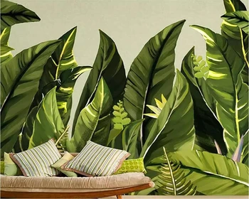 beibehang Потребителски тапети престижна нови китайски абстрактни картинки с тропически банан лист за дневен тракт, спалня, стенни хартия de parede Изображение