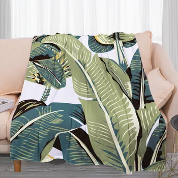 CLOOCL Модни фланелен одеяла с 3D принтом тропически бананови листа, покривки за легла, преносими плюшени завивки за пътуване, Директна доставка Изображение