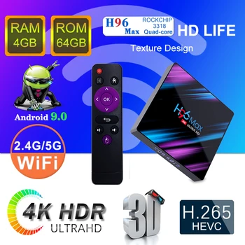 H96 MAX Smart TV Box Android 10 4K Google Voice Control 4G 64GB 32G Assista Wifi BT media player H96MAX RK3318 Телеприставка 16GB Изображение