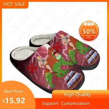 Hot He-Man Masters of the Universe Домашни памучни мъжки, дамски чехли за баня по поръчка, сандали, плюшени ежедневни топли обувки, минерални чехли Изображение