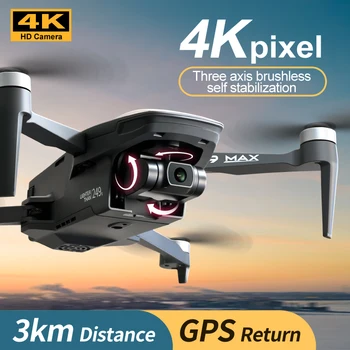 i9 MAX GPS Drone 4K HD Двойна Камера FPV Професионален 3-Аксиален Кардан Оптичен Поток Бесщеточный Мотор Хеликоптер Сгъваем Радиоуправляеми Квадрокоптер Изображение