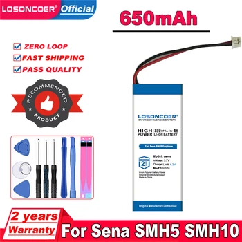 LOSONCOER Батерия с капацитет 650 mah За слушалки Sena SMH-10 Lifespan SMH10 SR10 Слушалки 1ICP52/248P 1S1P Батерия Изображение