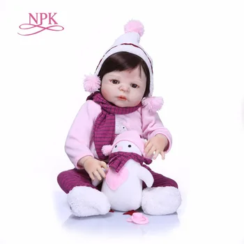 NPK 55 см изцяло Силиконова Кукла Reborn Бебе, Детски Подарък за Момичета, Меки Играчки за Букети, Кукла Bebe, Играчки Преродения Изображение