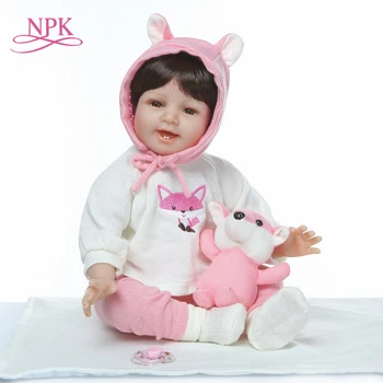 NPK 55 см меко силиконово тяло Reborn Бебето Кукла Играчка за момичета Новородено принцеса Бебета Bebe Съпътстваща играчка, Подарък За рожден Ден Изображение