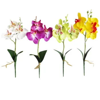 Orchid Суккулентное растение бонсай Изкуствени цветя, Използвайте плат и пластмаса в гласните струни заедно За създаване на уникален стил, Малка кръгла саксия три Изображение