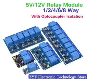 TZT 5V 12V1 2 4 6 8 Канален Модул С Релейным Пускането на Оптрона 1 2 4 6 8 Лентов Релеен Модул За Arduino В наличност Изображение
