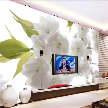 wellyu Потребителски тапети 3D тапети бяла круша на фона на стената дневна спалня модел цвете декоративна живопис 3d тапети Изображение