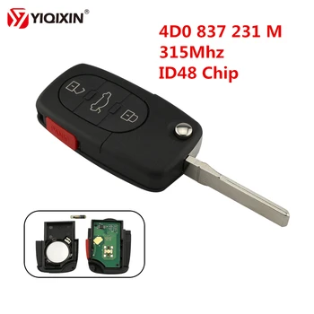 YIQIXIN 3+1 / 4 Бутони за дистанционно Сгъваеми автомобилен Ключ за Audi TT A4 A6 A8 S4 S6 S8 TT 315 Mhz чип-транспондер ID48 4D0 837 231 M Изображение