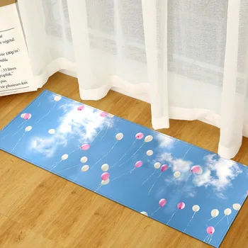 Балони в синьо небе Тематичен декоративен килим Нескользящие постелки за баня подобно на гъба пяна за баня Здрав фланелевый мат Ярък матов с 3D принтом Изображение