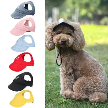 Бейзболна шапка за домашни любимци, супер мека регулируема остроконечная шапка за кучета с широка периферия, холщовая цветна бейзболна шапка за малки кученца, шапки за домашни любимци, стоки за домашни любимци Изображение