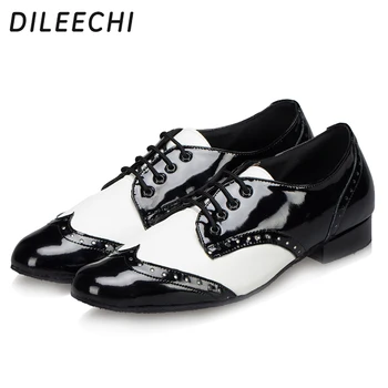 Брандираната мъжки обувки DILEECHI, обувки за балните танци, обувки за латино танци за възрастни, обувки за танци подметка, квадратна танцови обувки Изображение