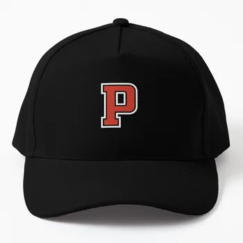 Буквата P, инициал P в университетския стил, червена бейзболна шапка със закопчалка на гърба, шапка boonie hats, шапка на луксозна марка, мъжка шапка, дамски Изображение