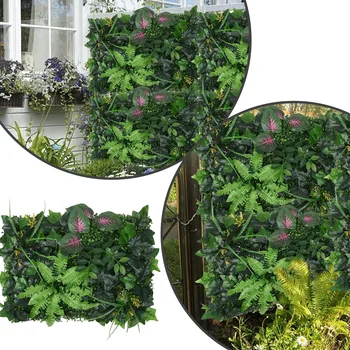 Висящи изкуствени цветя на вратата, изкуствени растения, стенни панела с много зеленина, цветя от билки и имитация на 40x60 см (1БР) Изображение