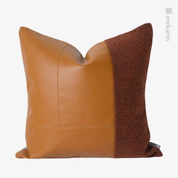 Възглавници за диван в скандинавски оранжево стил, квадратна възглавница за всекидневната, възглавница за седалка в ресторанта на хотела, на винарска изба Изображение