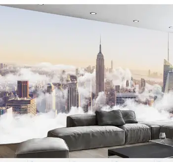 голяма фреска beibehang по поръчка, 3D фотообои, абстрактен град, морето от облаци, пейзаж, на фона на тапети за хола, 3D стенописи Изображение