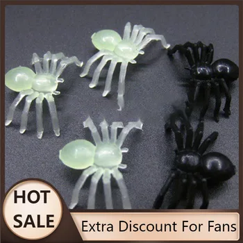 Гореща разпродажба 20 парчета 1,5 см, Мини-пластмасов черен нажежен паяк на Хелоуин, играчки за равенство, декоративни паяци, подпори за парти Изображение