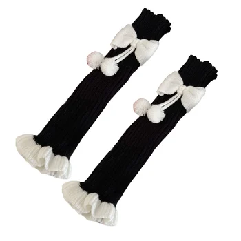 Дамски плетени гети в рубчик, чорапогащи до коляното в стил 