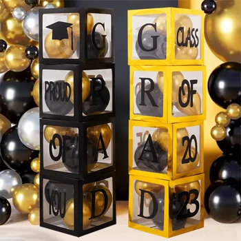 Декор за парти в чест на бала с бутилка 2023 г., черни Поздравителни кутии за балони, кутия за абитуриентски аксесоари Изображение