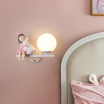 Декор на стая за момичета, с монтиран на стената лампа за деца за момичета и момчета Нощни монтиран на стената лампа Сладко розово творчески cartoony монтиран на стената лампа за защита на очите Изображение