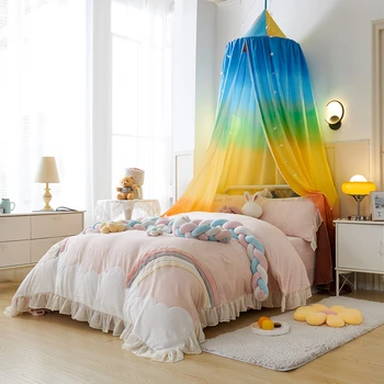 Детска mosquito net с розови принтом, детска престилка, балдахин за легло, душ завеса за домашно куполи, затеняющая палатка, безплатен монтаж Изображение