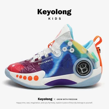 Детска нова спортни обувки, благородна баскетболни обувки за момчета, износостойкая нескользящая спортни обувки за момичета, градинска обувки за кошници Изображение