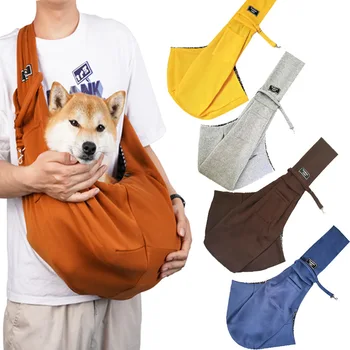 Дишаща пътна чанта за кучета, през рамо, по-голямата голям преносима чанта за котки и за разходки Изображение