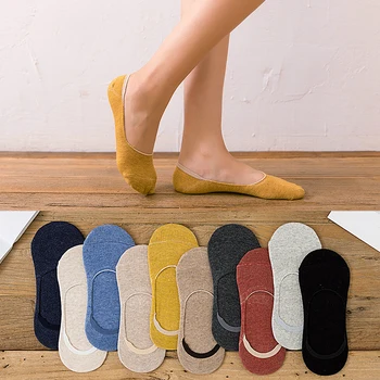 Ежедневни чорапи с дълбоко деколте за момичета, модни летни памучни чорапи до глезена, корейски сладък женски невидими чорапи-лодки, топла разпродажба, 5 двойки Изображение
