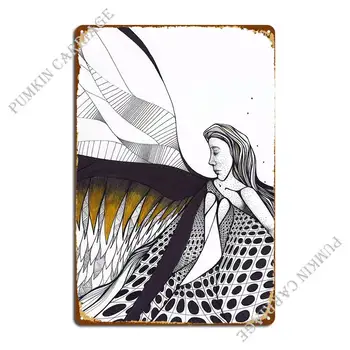 Жена с крила Метална табела Ржавое украса гараж Стенни табела на кръчмата. лидице знак плакат Изображение